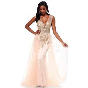 Xscape Womens Formal Dress Sparkle Embroidered